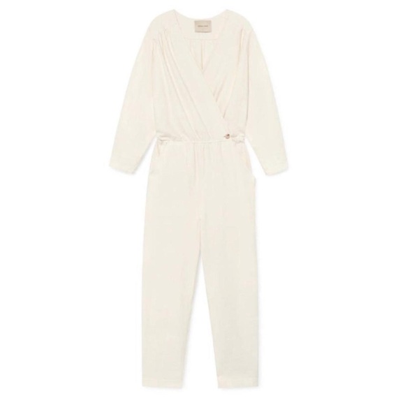 Paloma Wool White Jumpsuit Wrap Alexandria size Small Pockets V Neck - Picture 2 of 12